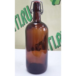 Бутылка с бугельной пробкой, коричневая, 1 л